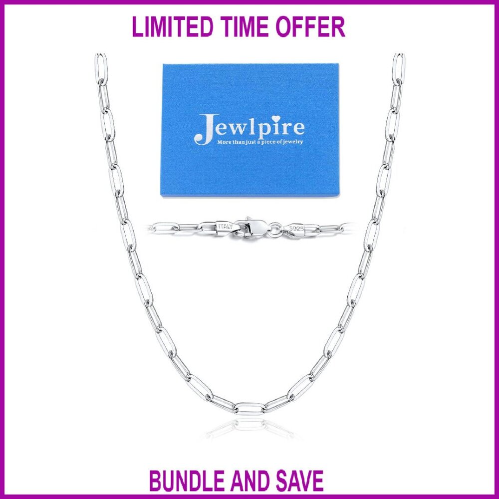 Sterling Silver Paperclip Chain Necklace 22 Inch Lobster Clasp